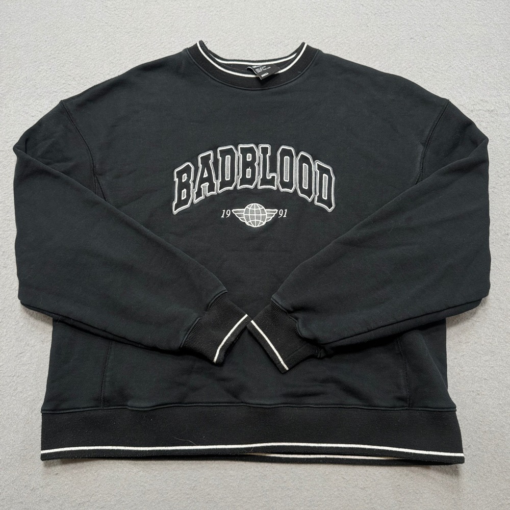 Badblood Sweatshirt Women's Small Black‎ Varsity Oversized Pullover Collegiate